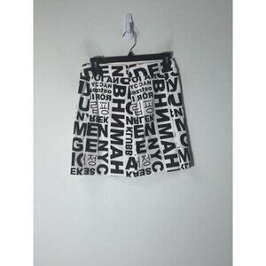 Atelier Nicole Miller Black White Text Print Mini Skirt Size 4